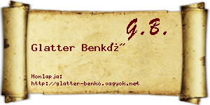 Glatter Benkő névjegykártya